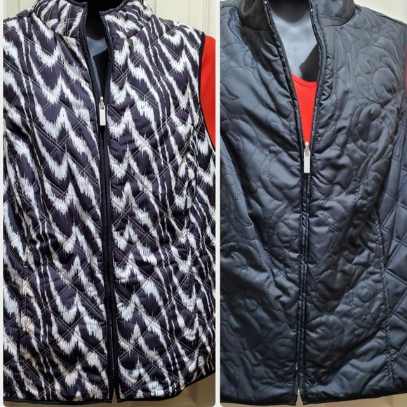 WESTBOUND WOMAN Reversible Black/White Quilted Vest Jacket, 1X - Picture 11 of 11